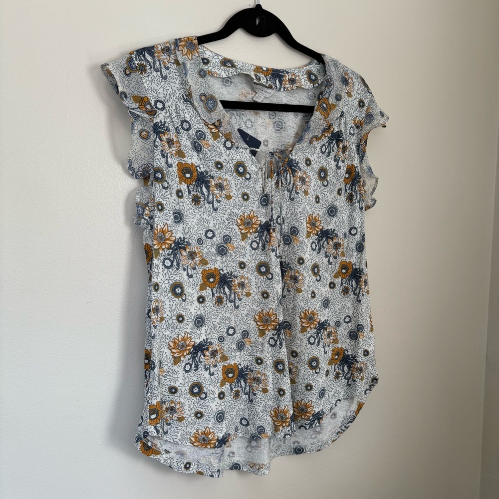 NWT Lucky Brand Blue Floral Blouse Size Small - Picture 2 of 12